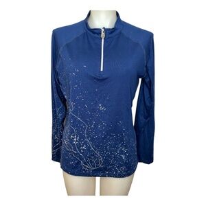 Blue Tempo Long Sleeve Shirt 1/4 Zip At Neck
